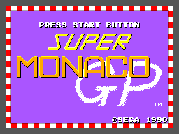 Super Monaco GP title screen for Sega Master System